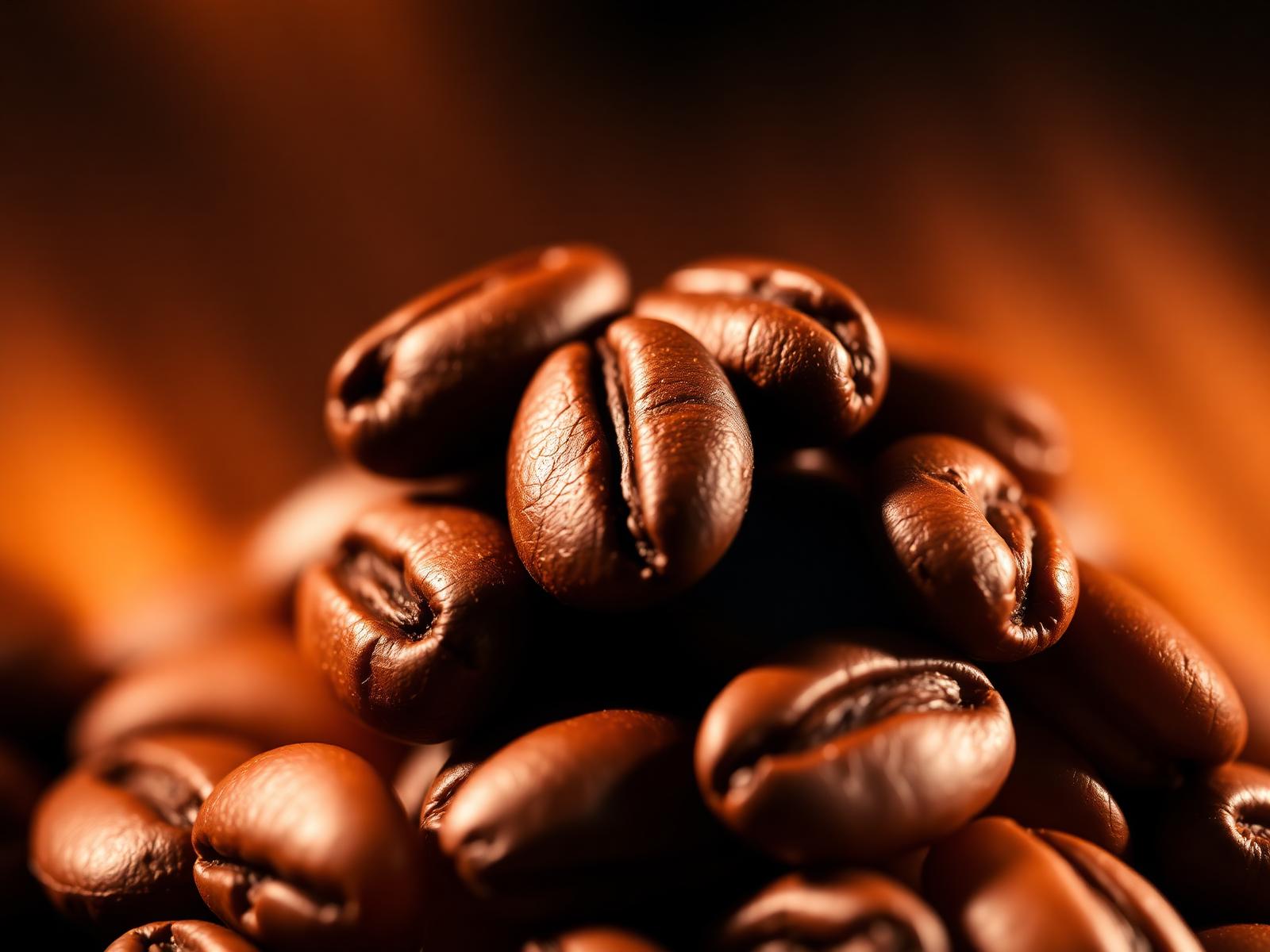 Macro of glossy roasted beans